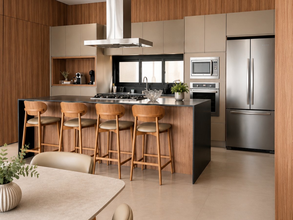 Espaço gourmet planejado XMad com cozinha de alto padrão em Bauru